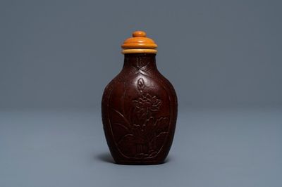 Une tabatière taillée dans une courge séchée, marque de Qianlong, Chine, 19ème