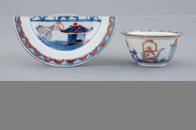 Une tasse et soucoupe au perroquet en porcelaine de Chine de style Imari, Qianlong, 18ème