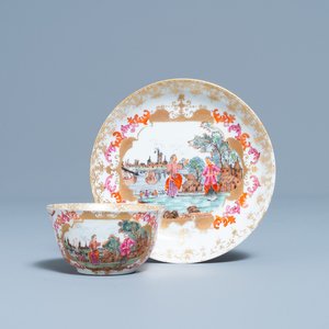 Une tasse et soucoupe en porcelaine de Chine de style Meissen à décor de 'Pierre le Grand', Qianlong — photo 1