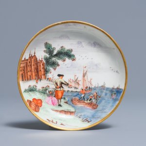 Une tasse et soucoupe en porcelaine de Chine de style Meissen à décor de Pierre le Grand, Qianlong — photo 2