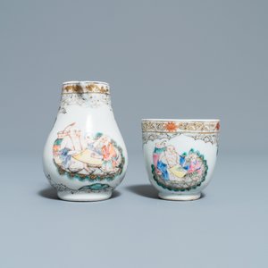 Une tasse et soucoupe et un pot à lait en porcelaine de Chine famille rose et grisaille, Yongzheng — photo 7