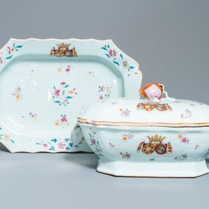 Une terrine couverte armoriée 'De Calenberg - De Pascale' en porcelaine de Chine famille rose pour le marché belge, Qianlong, ca. 1755 — photo 10
