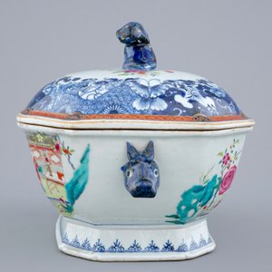 Une terrine sur présentoir en porcelaine de Chine famille rose, Qianlong, 1ère moitié du 18ème — photo 7