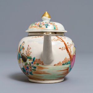 Une théière couverte en porcelaine de Chine famille rose à sujet européen, Qianlong — photo 3