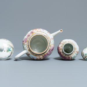 Une théière et une boîte à thé en porcelaine de Chine famille rose à décor d'une dame et son petit chien, Yongzheng/Qianlong — photo 6