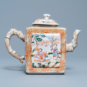 Une théière rectangulaire en porcelaine de Chine famille rose à décor mandarin, Qianlong — photo 4