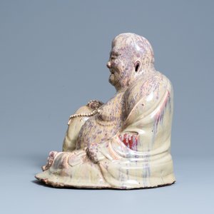 Une très grande figure de Bouddha en grès porcelaineux à émail flambé dite 'de Shiwan', 18/19ème — photo 5