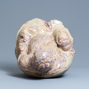 Une très grande figure de Bouddha en grès porcelaineux à émail flambé dite 'de Shiwan', 18/19ème — photo 6