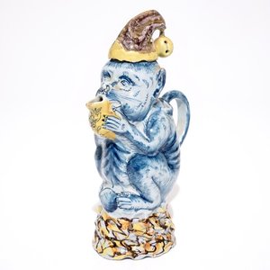 Une verseuse couverte en forme de singe en faïence polychrome de Delft, 18ème — photo 1