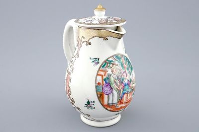 Une verseuse couverte en porcelaine de Chine à décor européen, Qianlong, 18ème