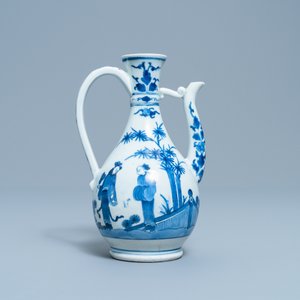 Une verseuse, une paire de plats et une coupe ovale en porcelaine d'Arita en bleu et blanc, Japon, Edo, 17/18ème — photo 8