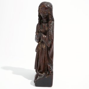 Une Vierge de l'Annonciation, chêne avec traces de polychromie, Pays-Bas du Sud, 15/16ème — photo 3