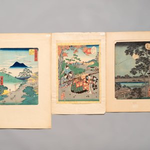 Utagawa Hiroshige 歌川広重 and Utagawa school: 12 Japanese woodblock prints, Edo/Meiji — photo 7