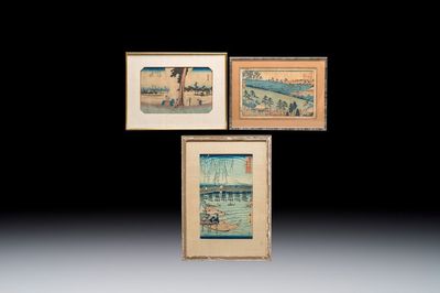 Utagawa Hiroshige(1797–1858): three woodblock prints, Japan, Edo, 19th C.