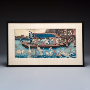 Utagawa Kunisada (1786-1865): 'A Pleasure Outing at the Height of Summer', woodblock print, Japan, Edo, 19th C. — photo 2