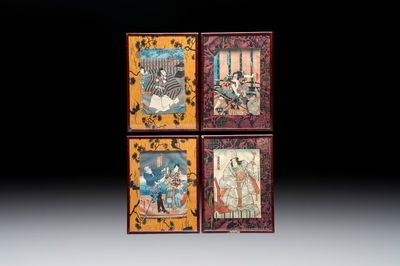 Utagawa Kunisada (1786–1865): four woodblock prints, Japan, Edo, 19th C.