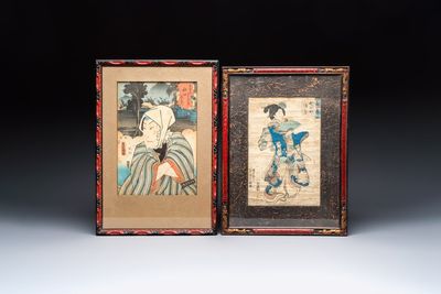 Utagawa Kunisada (1786–1865): two woodblock-print, Japan, Edo, 19th C.