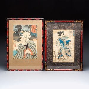 Utagawa Kunisada (1786–1865): two woodblock-print, Japan, Edo, 19th C. — foto 1