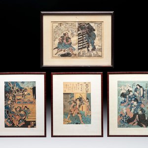 Utagawa Kuniyoshi 歌川 国芳 (1797-1861) and Utagawa Kunisada 歌川国貞 (1786-1865): 'Four Woodblock Prints', Edo, 19th C. — photo 1