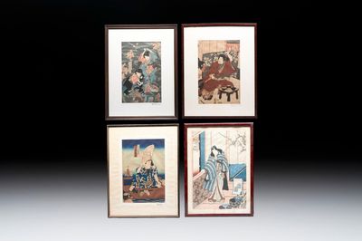Utagawa Toyokuni I 歌川豊国 (1769-1825):'Four Woodblock Prints', Edo, 19th C.