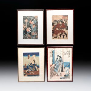 Utagawa Toyokuni I 歌川豊国 (1769-1825):'Four Woodblock Prints', Edo, 19th C. — foto 1