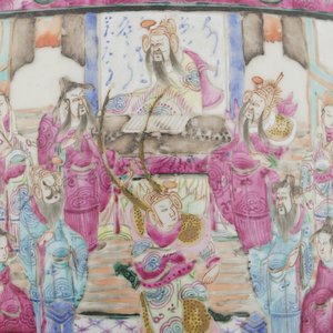 Vaas in Chinees porselein met een paleistafereel, famille rose, 19e eeuw — foto 2
