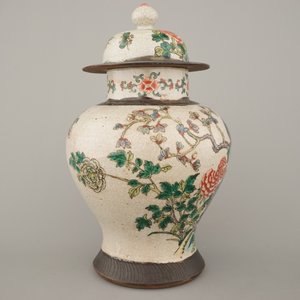 Vaas met deksel in Chinees porselein, famille verte, Nanking, 19e eeuw — foto 5
