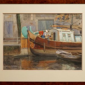 Van Acker, Flori (1858-1940): Zicht op de Groenerei te Brugge, aquarel op papier, gesign. en gedat. 1897 — foto 2