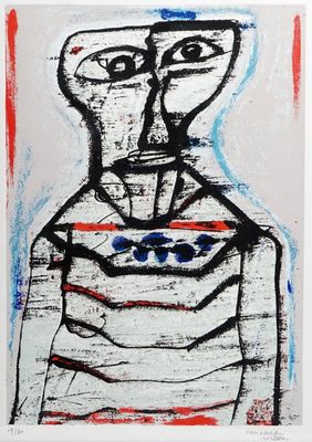 Van Hecke, Willem (België, 1893-1976), Abstract portret, litho op papier, oplage 19/80