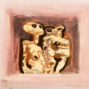 Van Hecke, Willem (België, 1893-1976), "Koppel", twee figuren, gemengde techniek, gedat. 1954 — foto 1