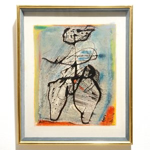 Van Hecke, Willem (Belgique, 1893-1976), Figure abstraite, huile sur papier, daté 1970 — photo 2