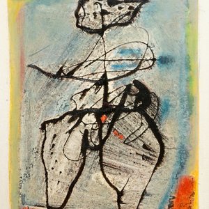 Van Hecke, Willem (Belgium, 1893-1976), Abstract figure, oil on paper, dated 1970 — photo 1