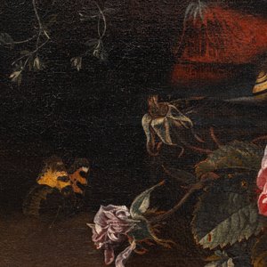Van Verendael, Nicolaes (1640-1691, attr. à): Urne au bouquet de fleurs avec papillon, huile sur toile — photo 7