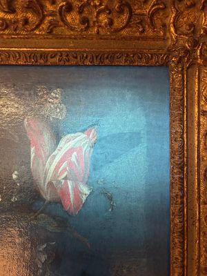 Van Verendael, Nicolaes (1640-1691, toegeschr. aan): Bloemstilleven in tuinvaas met vlinder, olie op doek — foto 6