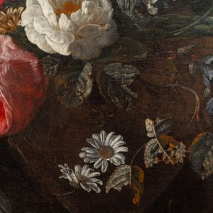 Van Verendael, Nicolaes (1640-1691, toegeschr. aan): Bloemstilleven in tuinvaas met vlinder, olie op doek — foto 5