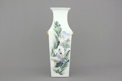 Vase carré très fin en porcelaine de Chine, 19e-20e
