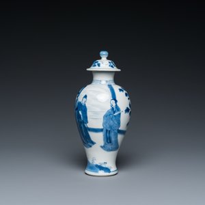 Vase couvert en porcelaine de Chine en bleu et blanc, marque Yu, Kangxi — photo 3