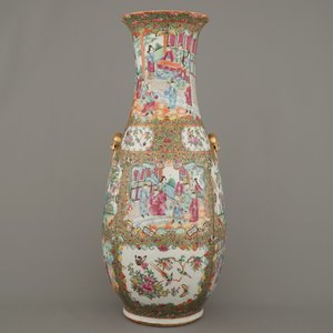 Vase cylindrique fin en porcelaine de Chine, Canton, 19e — photo 5