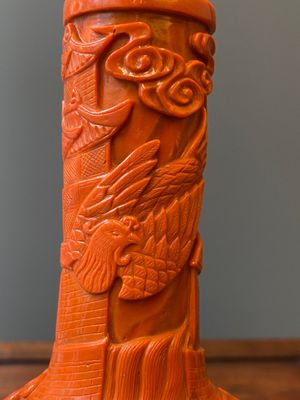 Vase de forme bouteille en verre de Pékin en rouge de corail, marque et probablement époque de Daoguang — photo 13