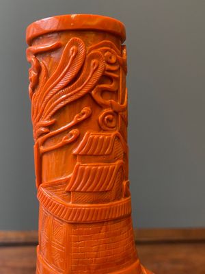 Vase de forme bouteille en verre de Pékin en rouge de corail, marque et probablement époque de Daoguang — photo 14