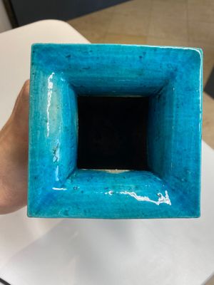 Vase de forme carrée en porcelaine de Chine en turquoise monochrome, Kangxi — photo 5