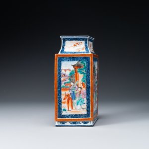 Vase de forme losange en porcelaine de Chine famille rose de Canton à décor mandarin, Qianlong — photo 7