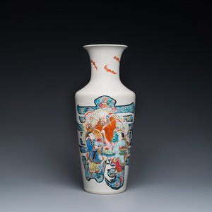 Vase de forme rouleau en porcelaine de Chine famille rose à décor de Shou Lao, Yongzheng — photo 1