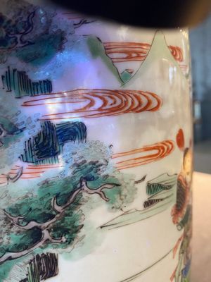 Vase de forme rouleau en porcelaine de Chine famille verte à décor du roman 'Les Trois Royaumes', Kangxi — photo 22