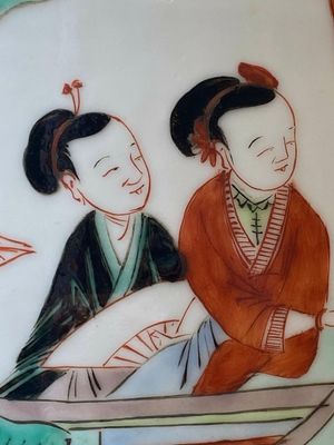 Vase de forme rouleau en porcelaine de Chine famille verte à décor narratif, 19ème — photo 14