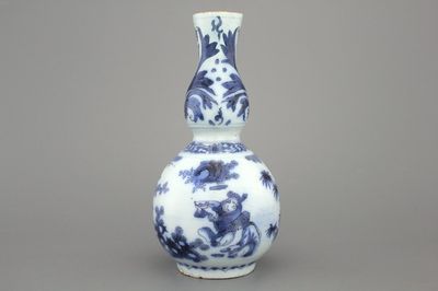 Vase double gourde en faïence de Delft, bleu et blanc, env. 1680