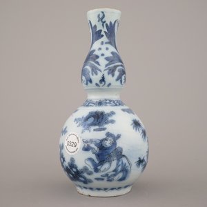 Vase double gourde en faïence de Delft, bleu et blanc, env. 1680 — photo 4