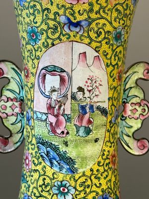 Vase en émaux de Canton sur fond jaune, Chine, 19ème — photo 11