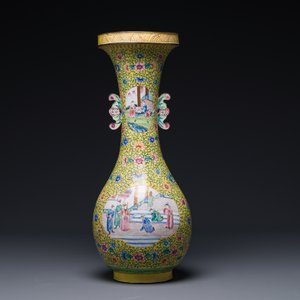 Vase en émaux de Canton sur fond jaune, Chine, 19ème — photo 3