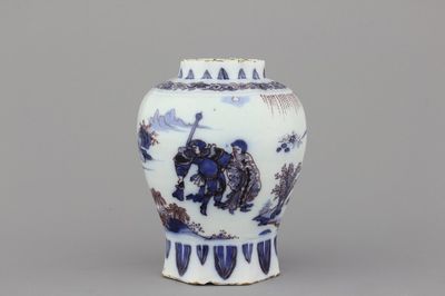 Vase en faïence de Delft, bleu manganèse et blanc, 17e